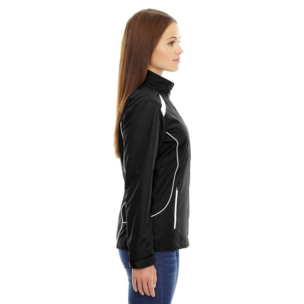 North End Women's Black Tempo Lightweight Recycled Polyester Jacket with Embossed Print