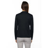 Core 365 Women's Black Agility Performance Long-Sleeve Pique Crewneck
