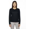 Core 365 Women's Black Agility Performance Long-Sleeve Pique Crewneck