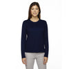 Core 365 Women's Classic Navy Agility Performance Long-Sleeve Pique Crewneck