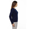 Core 365 Women's Classic Navy Agility Performance Long-Sleeve Pique Crewneck