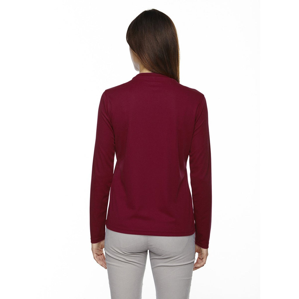 Core 365 Women's Classic Red Agility Performance Long-Sleeve Pique Crewneck