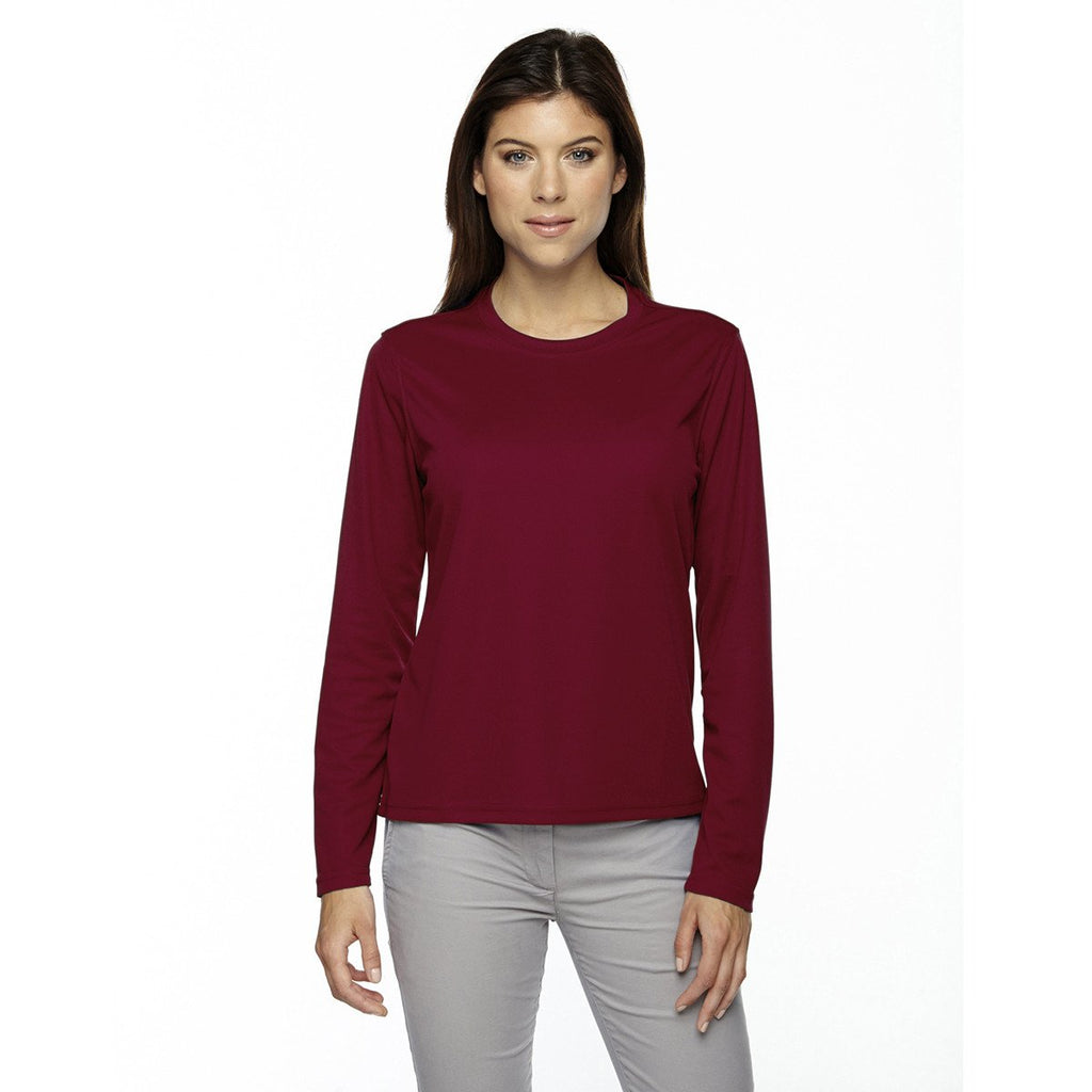 Core 365 Women's Classic Red Agility Performance Long-Sleeve Pique Crewneck
