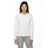 Core 365 Women's White Agility Performance Long-Sleeve Pique Crewneck