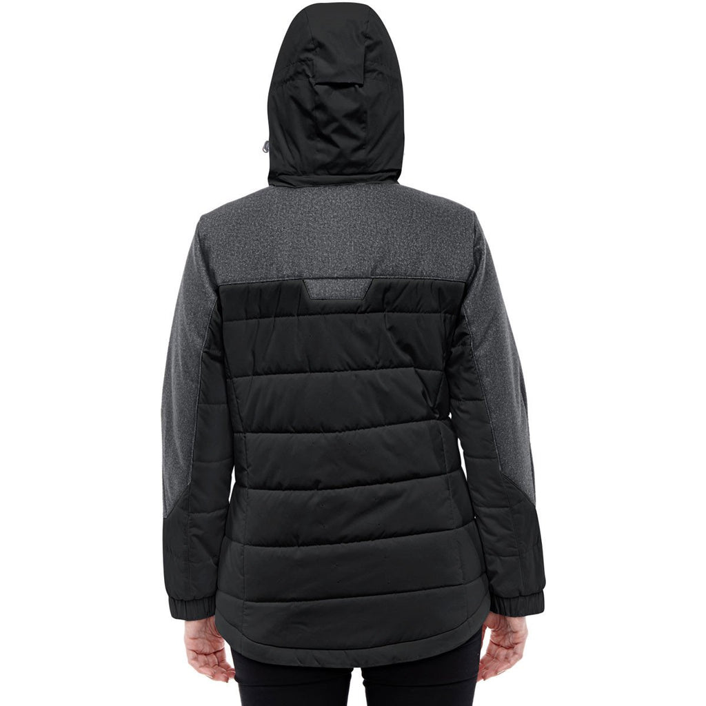 North End Women's Black/Dark Graphite Heather Insulated Jacket with Melange Print