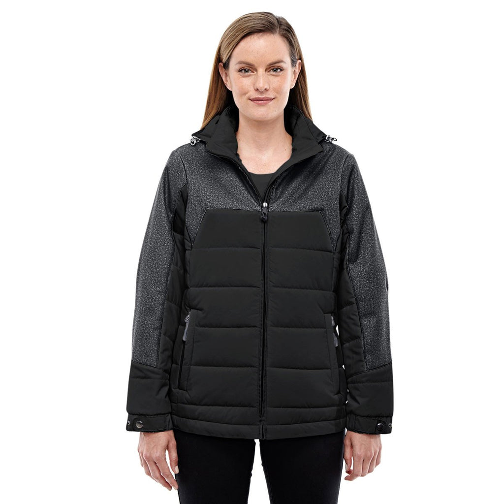 North End Women's Black/Dark Graphite Heather Insulated Jacket with Melange Print