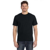 Anvil Men's Black Midweight Pocket T-Shirt