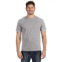 Anvil Men's Heather Grey Midweight Pocket T-Shirt