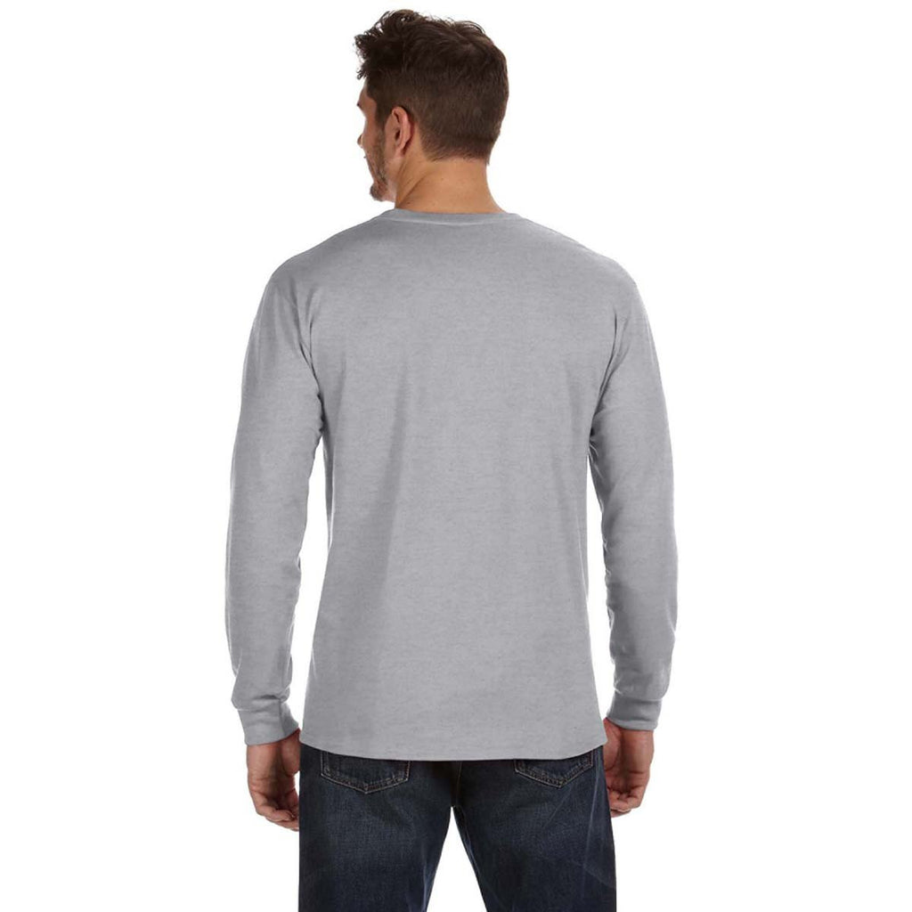 Anvil Men's Heather Grey Midweight Long-Sleeve T-Shirt