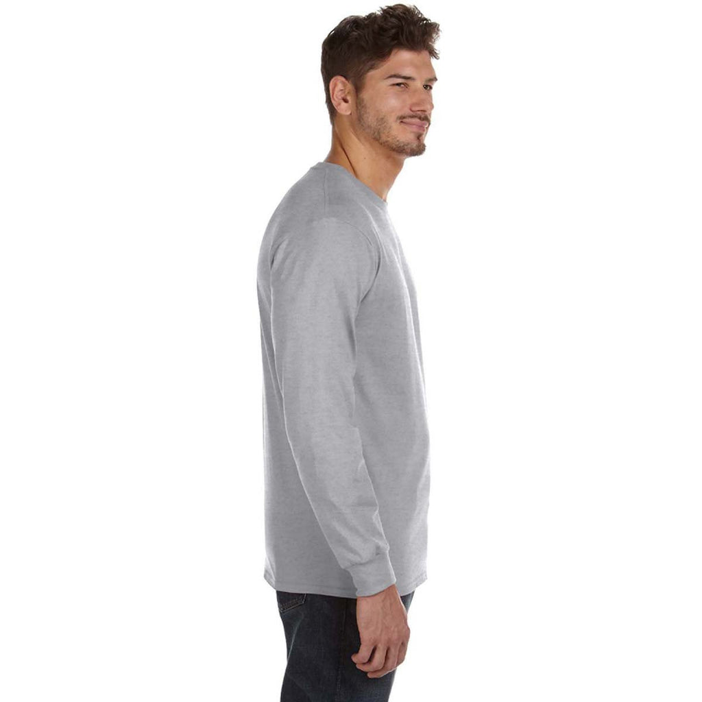 Anvil Men's Heather Grey Midweight Long-Sleeve T-Shirt