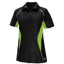 North End Women's Black/Acid Green Serac Performance Zippered Polo