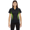 North End Women's Black/Acid Green Serac Performance Zippered Polo