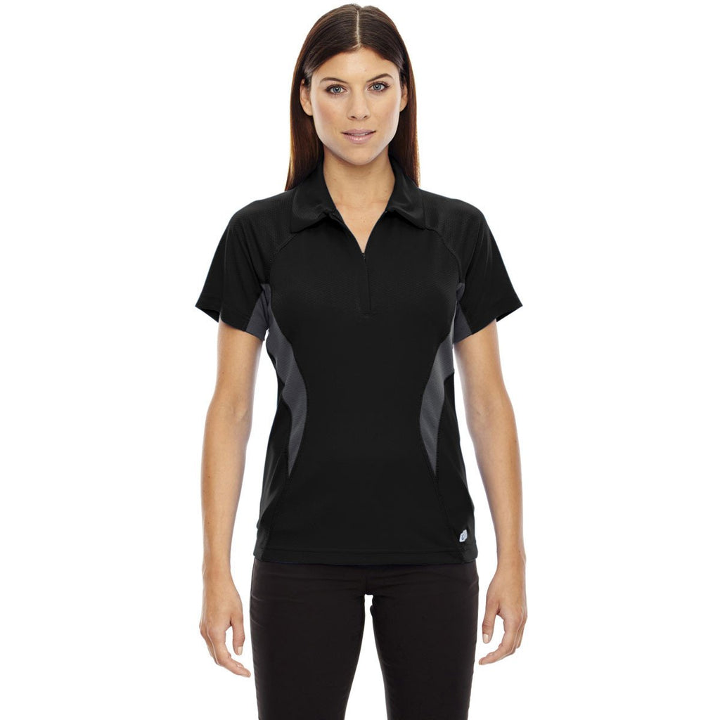 North End Women's Black Serac Performance Zippered Polo