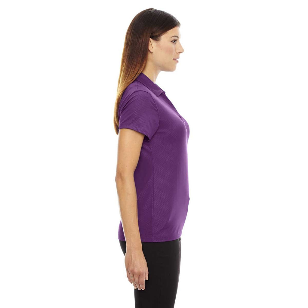 North End Women's Mulberry Purple Silk Stretch Embossed Print Polo
