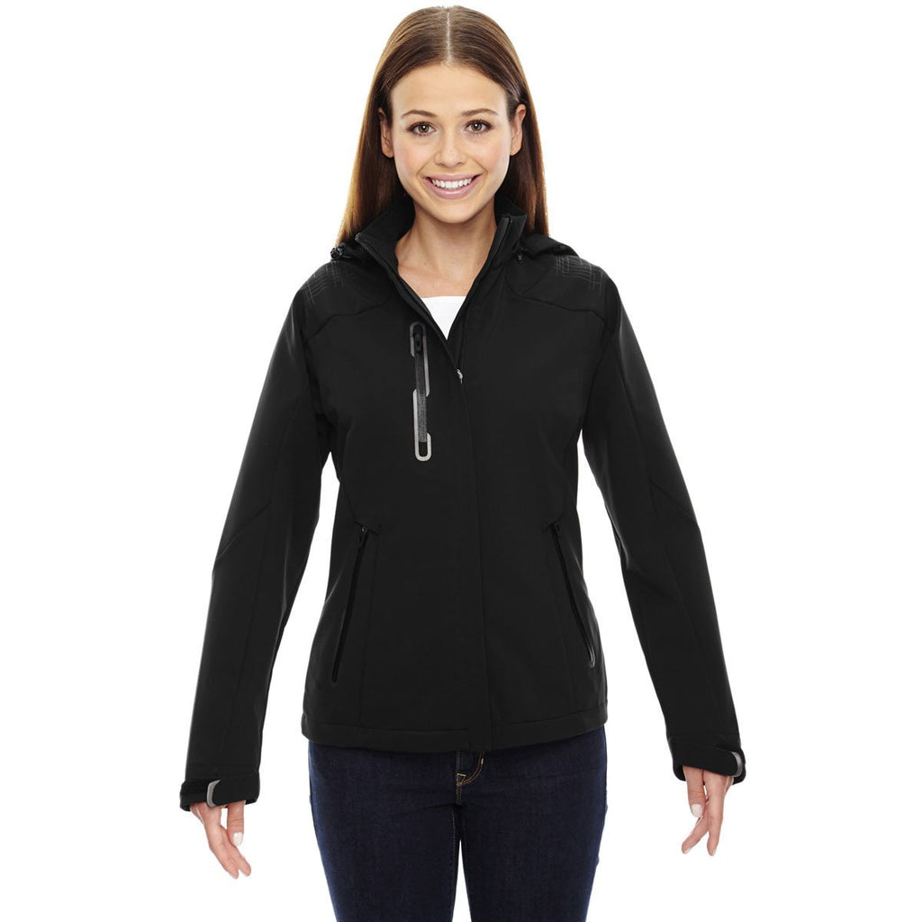North End Women's Black Axis Jacket with Print Graphic Accents