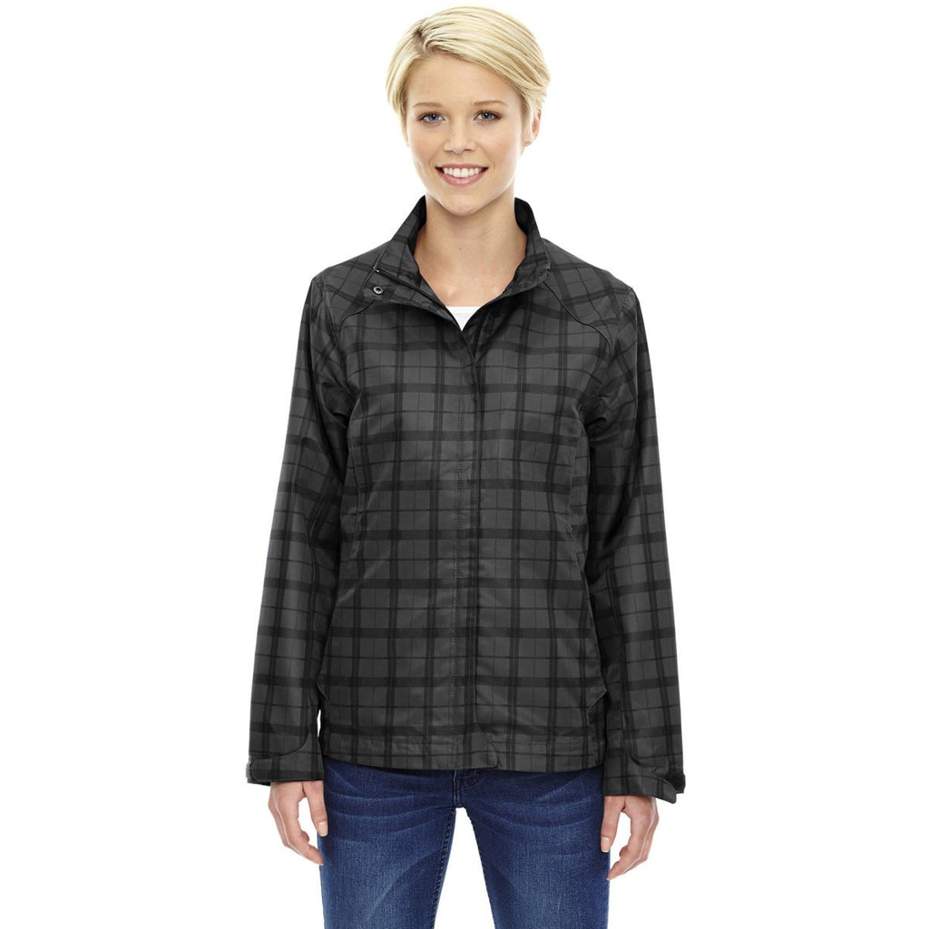North End Women's Black Locale Lightweight City Plaid Jacket