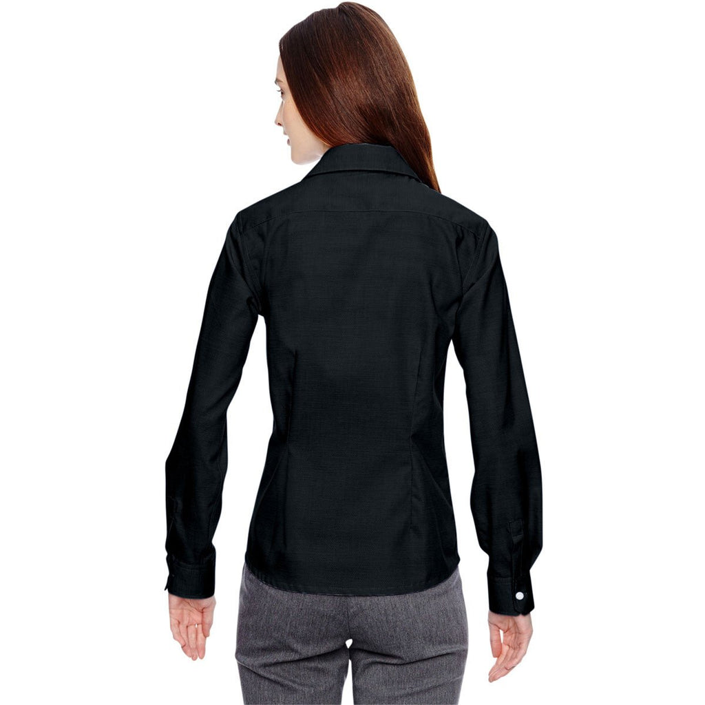 North End Women's Black Precise Two-Ply 80'S Dobby Taped Shirt