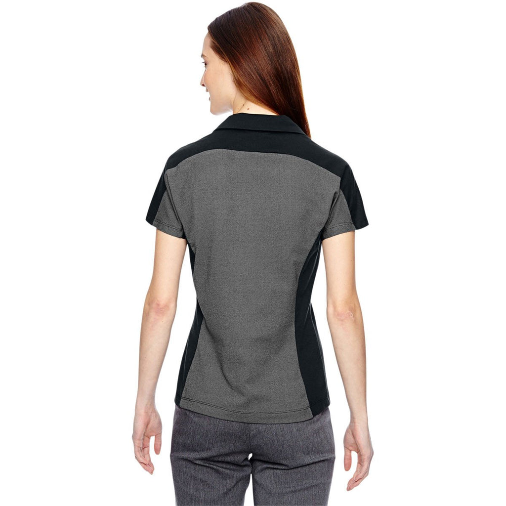 North End Women's Black Merge Blend Melange Polo