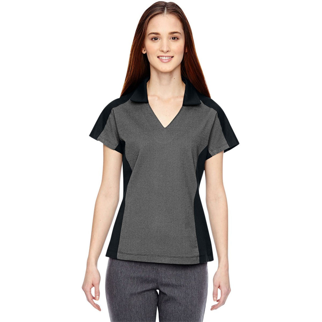 North End Women's Black Merge Blend Melange Polo