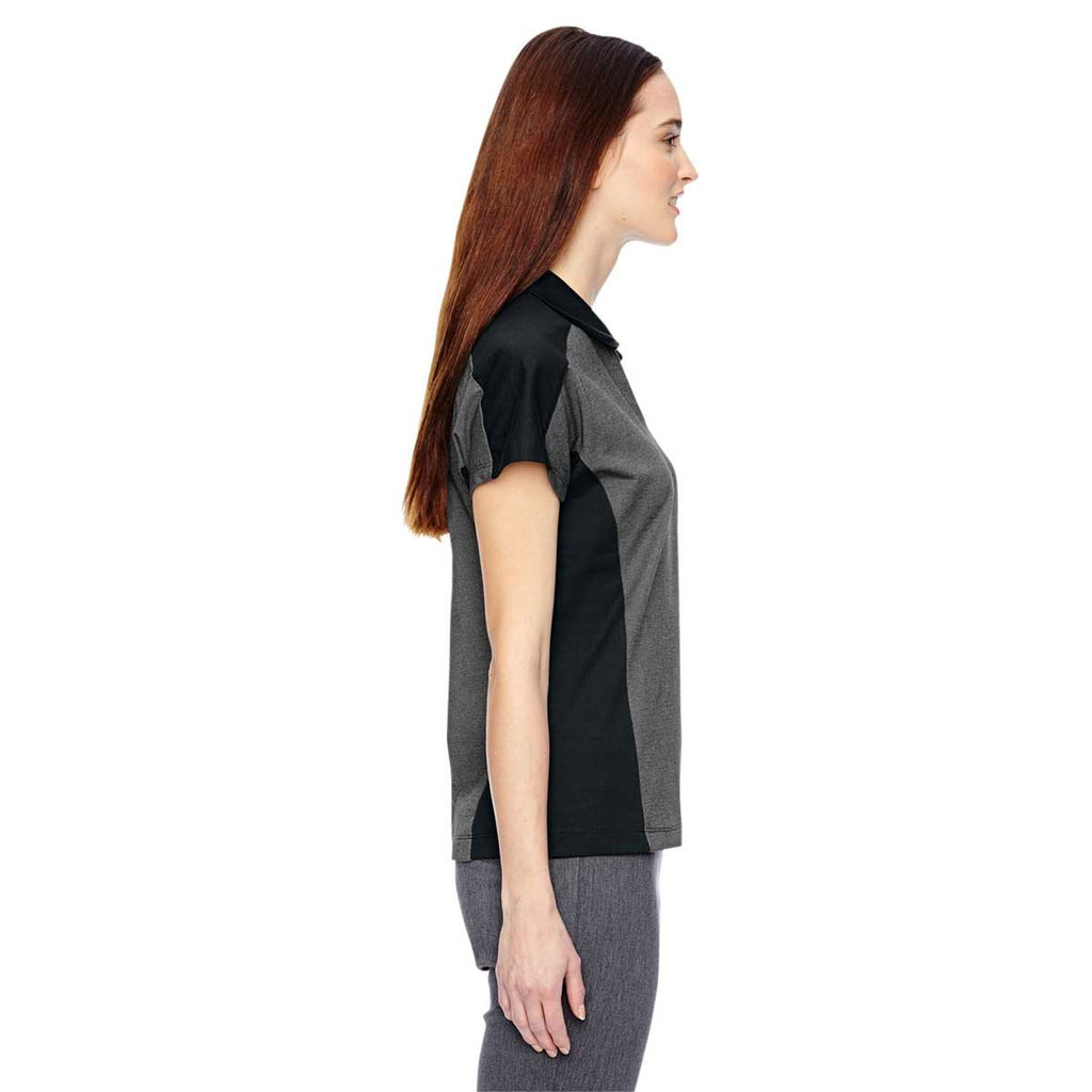 North End Women's Black Merge Blend Melange Polo