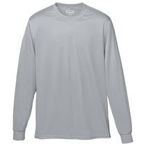 Augusta Sportswear Men's Silver Grey Wicking Long-Sleeve T-Shirt