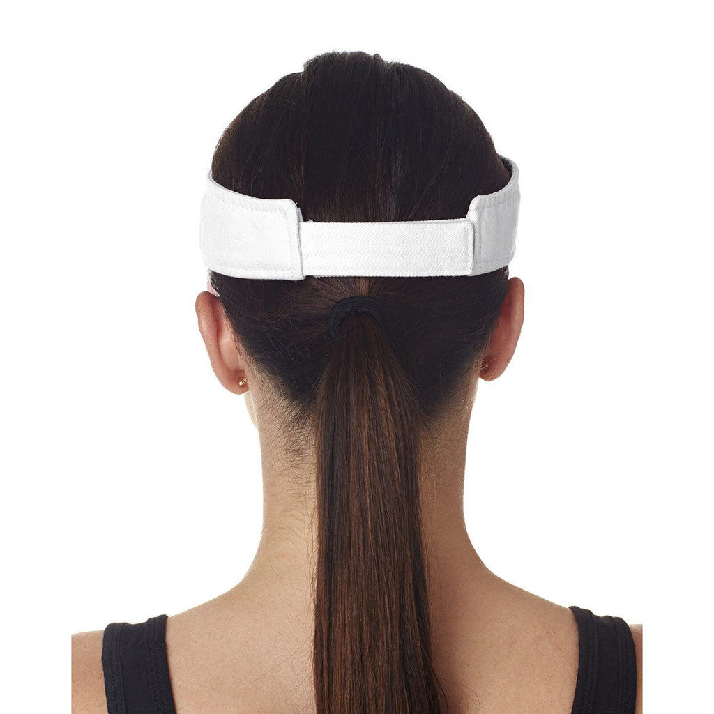UltraClub Women's White Classic Cut Chino Cotton Twill Visor