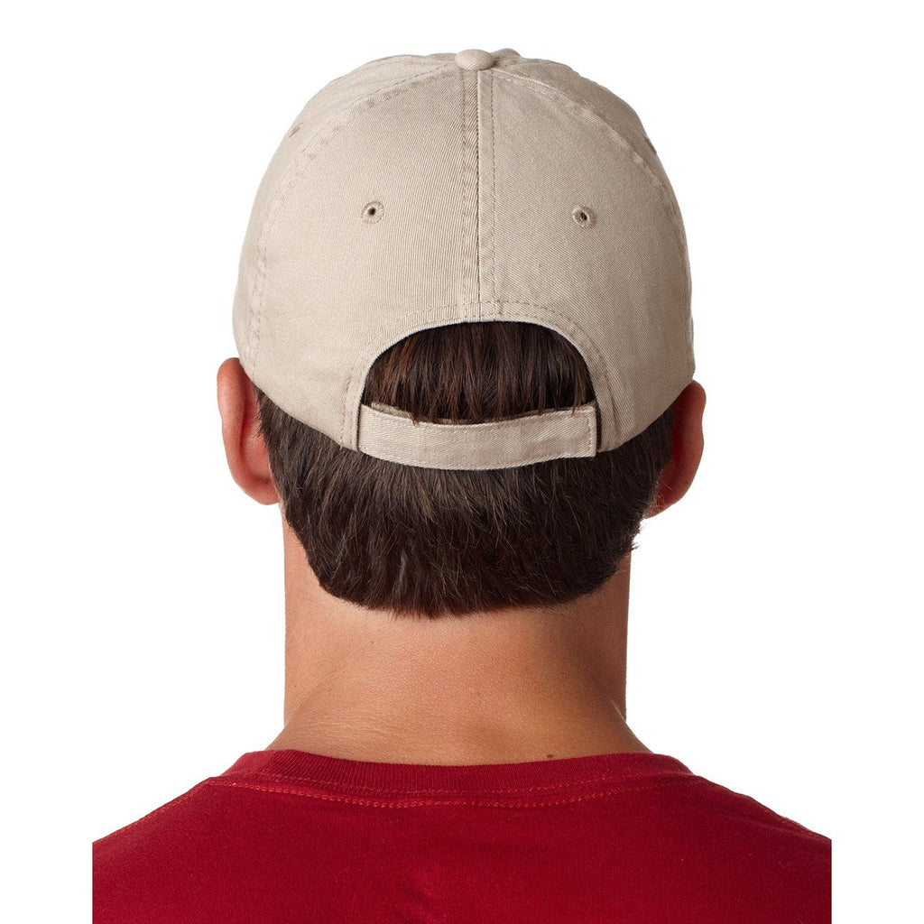 UltraClub Men's Khaki/Black Classic Cut Chino Cotton Twill Unstructured Two-Tone Cap