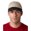 UltraClub Men's Khaki/Black Classic Cut Chino Cotton Twill Unstructured Two-Tone Cap