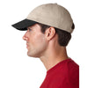 UltraClub Men's Khaki/Black Classic Cut Chino Cotton Twill Unstructured Two-Tone Cap
