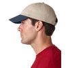 UltraClub Men's Khaki/Navy Classic Cut Chino Cotton Twill Unstructured Two-Tone Cap