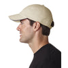 UltraClub Men's Stone/Navy Classic Cut Brushed Cotton Twill Unstructured Sandwich Cap