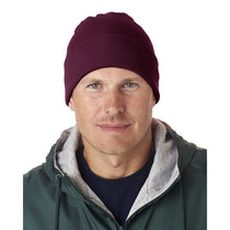 UltraClub Men's Burgundy Knit Beanie with Cuff