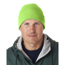 UltraClub Men's Lime Green Knit Beanie with Cuff