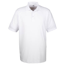 UltraClub Men's White Cool & Dry Mesh Pique Polo