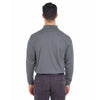 UltraClub Men's Charcoal Cool & Dry Long-Sleeve Mesh Pique Polo