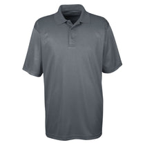 UltraClub Men's Charcoal Cool & Dry Elite Mini-Check Jacquard Polo