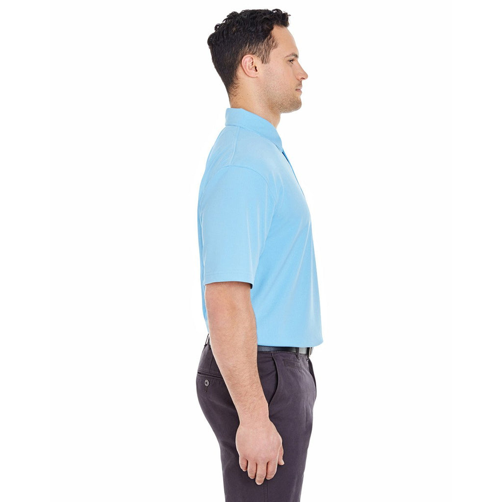 UltraClub Men's Columbia Blue/White Platinum Performance Birdseye Polo with TempControl Technology