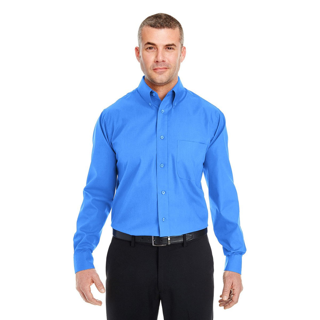 UltraClub Men's French Blue Performance Poplin