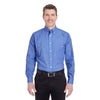 UltraClub Men's French Blue Wrinkle-Resistant End-on-End