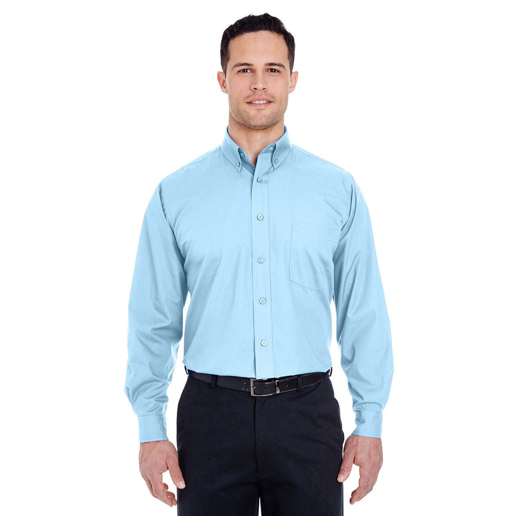 UltraClub Men's Light Blue Easy-Care Broadcloth