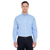 UltraClub Men's Light Blue Medium-Check Woven