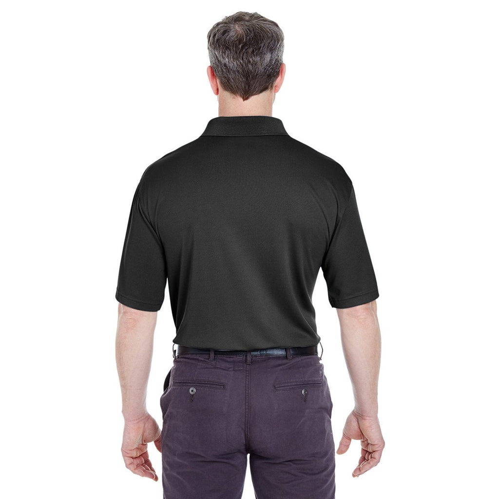 UltraClub Men's Black Cool & Dry Sport Polo with Pocket