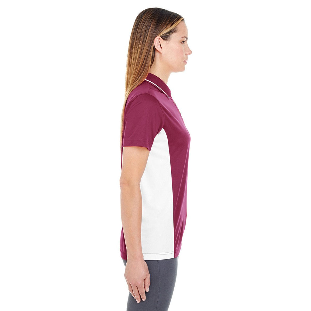 UltraClub Women's Maroon/White Cool & Dry Sport Two-Tone Polo