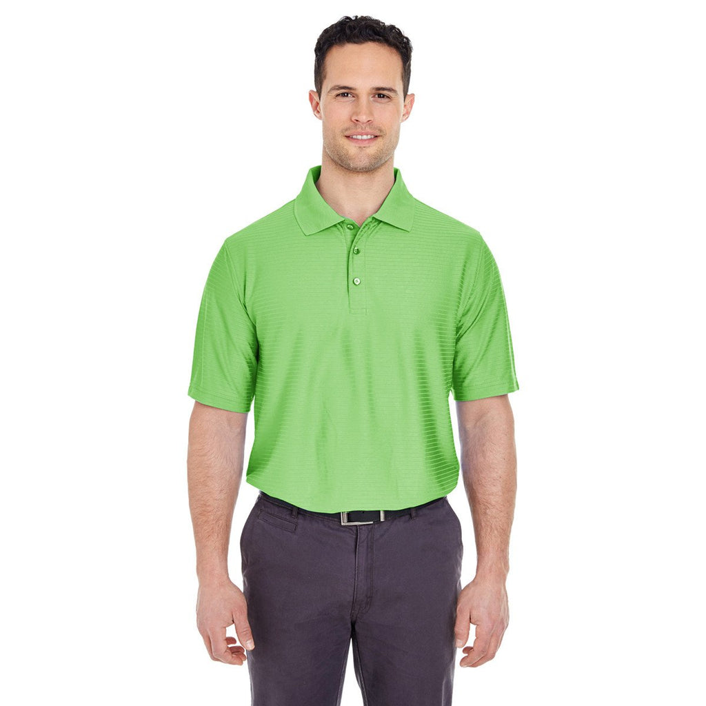UltraClub Men's Apple Cool & Dry Elite Tonal Stripe Performance Polo