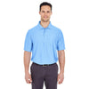 UltraClub Men's Carolina Blue Cool & Dry Elite Tonal Stripe Performance Polo
