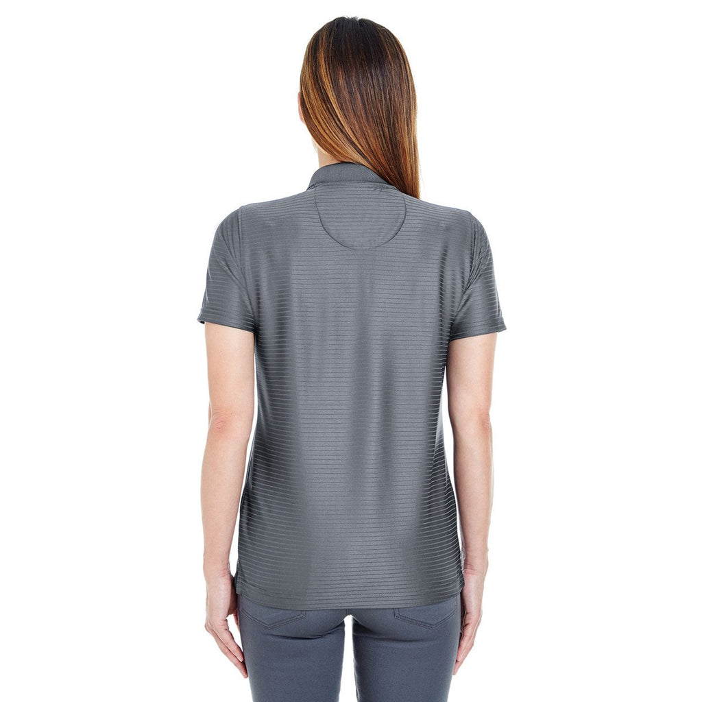 UltraClub Women's Charcoal Cool & Dry Elite Tonal Stripe Performance Polo