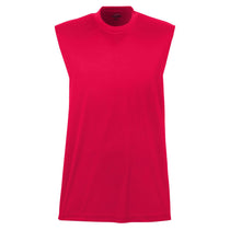 UltraClub Men's Red Cool & Dry Sport Performance Interlock Sleeveless T-Shirt