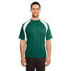 UltraClub Men's Forest Green/White Cool & Dry Sport Two-Tone Performance Interlock T-Shirt