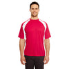 UltraClub Men's Red/White Cool & Dry Sport Two-Tone Performance Interlock T-Shirt