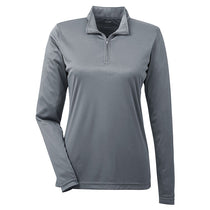 UltraClub Women's Charcoal Cool & Dry Sport Performance Interlock Quarter-Zip Pullover